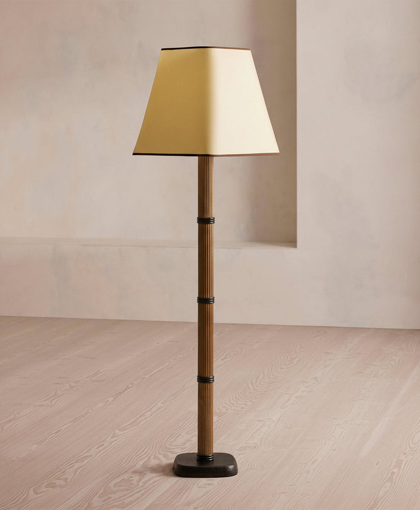 Fluted Aluminum Floor Lamp Linen Shade | 160cm Tall E26/e27 Bronze Finish Tailored Ambient Light Casalola Lights Luxury