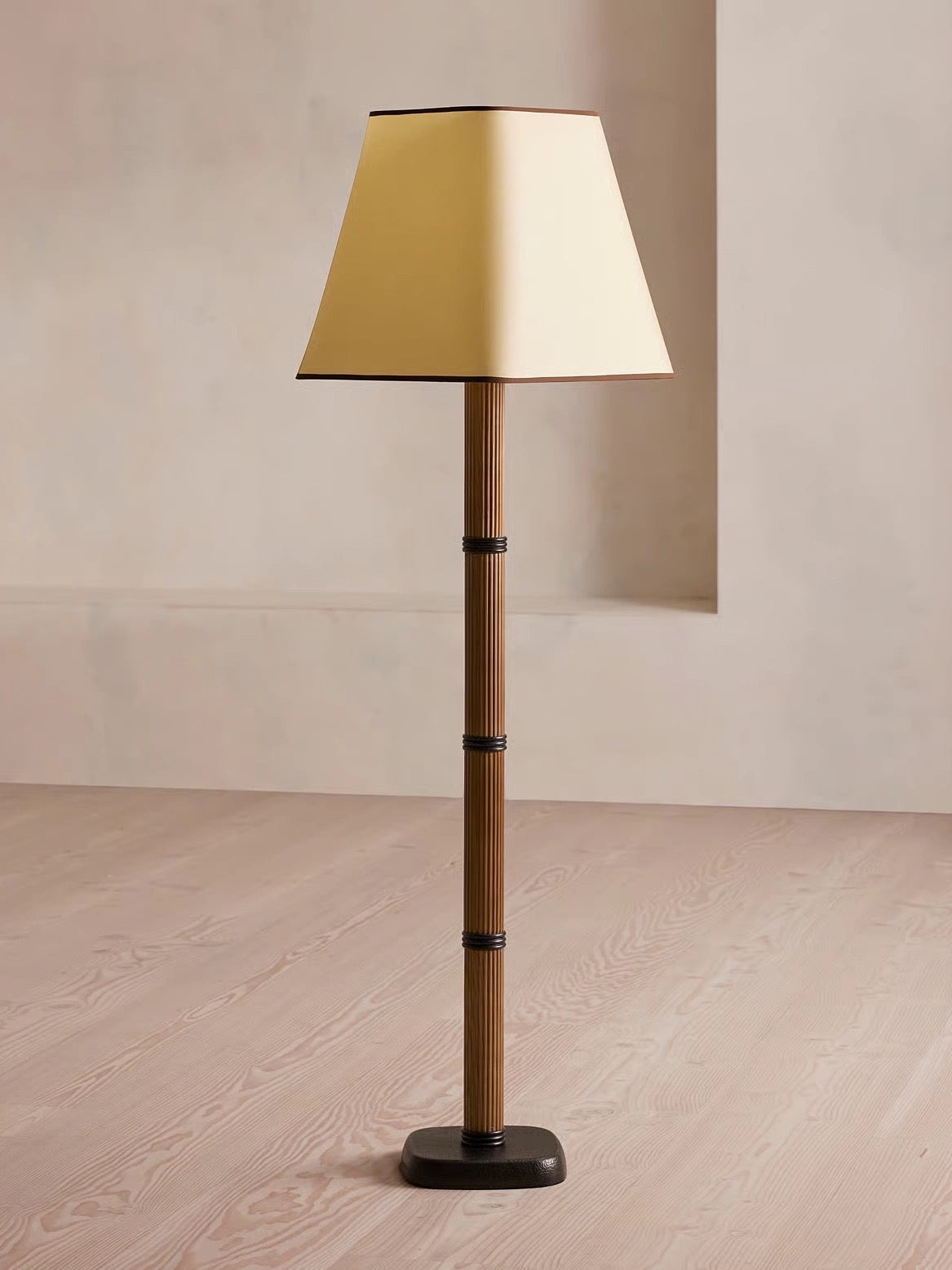 Reeded Aluminium Floor Lamp Linen Tapered Shade Quiet Luxury 160cm Casalolalights Luxury Lamps for Interior Designers