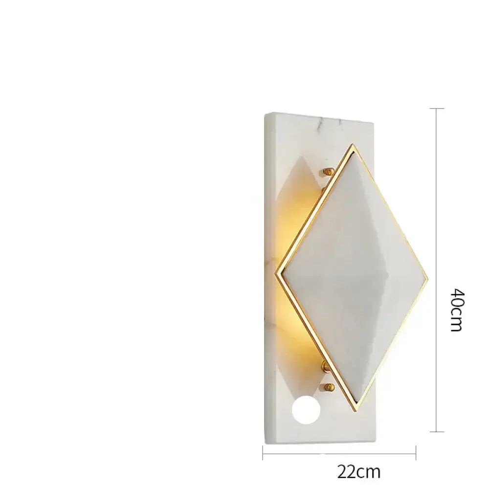 Geometric Alabaster Wall Sconce – Marble & Brass for Hallway Bedroom - Sconces