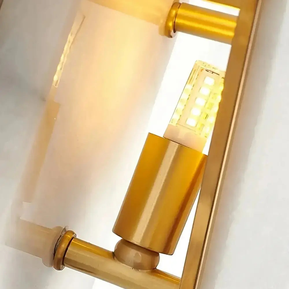 Geometric Alabaster Wall Sconce – Marble & Brass for Hallway Bedroom - Sconces