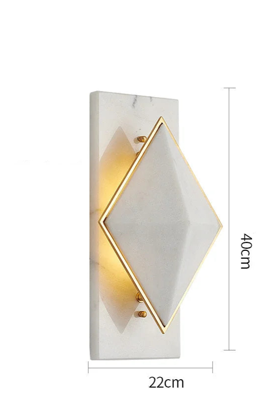 Geometric Alabaster Wall Sconce – Marble & Brass for Hallway Bedroom