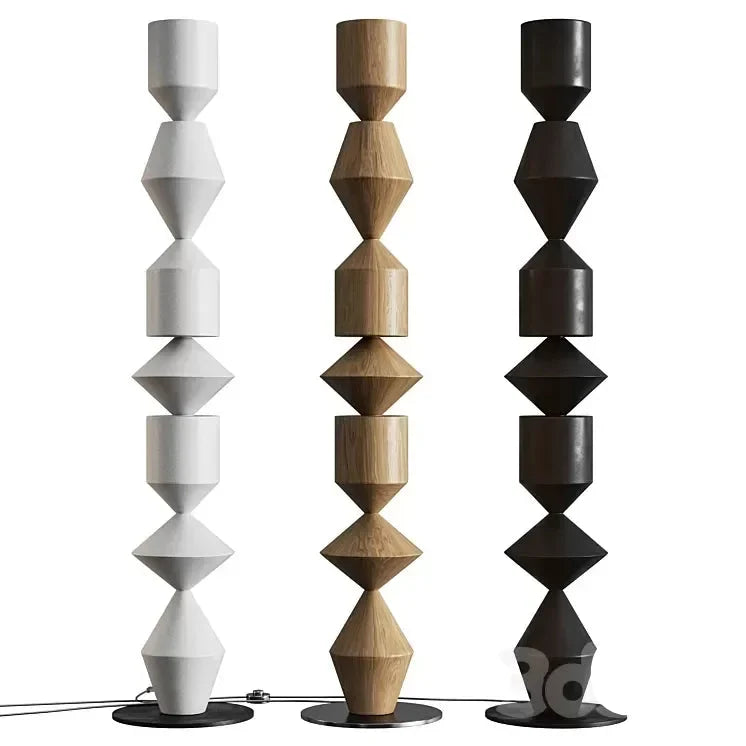Geometric Iron Floor Lamp Black White or Walnut | 153cm Tall Up & Down Light Dimmable Option Casalola Lights Luxury