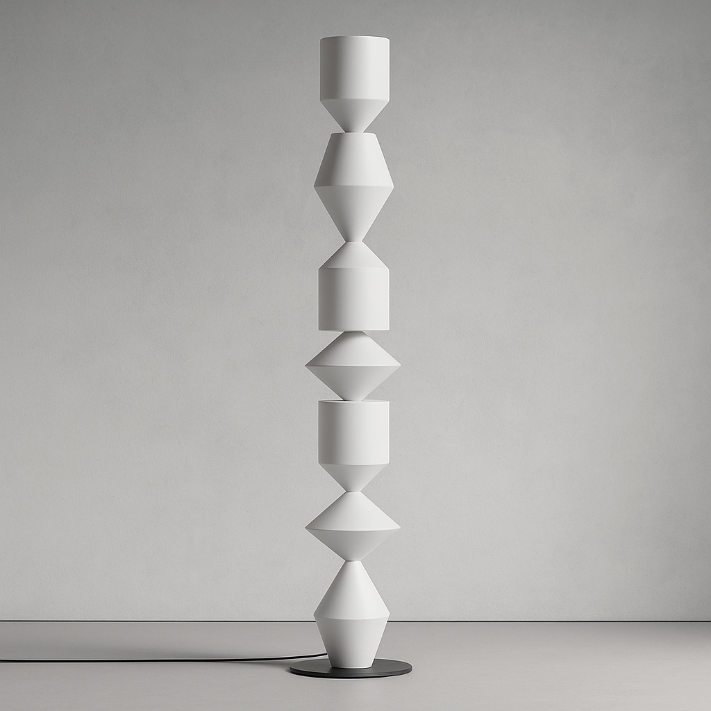 Geometric Iron Floor Lamp Black White or Walnut | 153cm Tall Up & Down Light Dimmable Option Casalola Lights Luxury