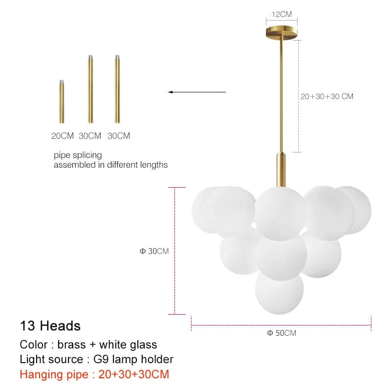 Modern Chandelier Luxury Metal Semi-flush Mount Glass 1-13 Heads Available | Casalola