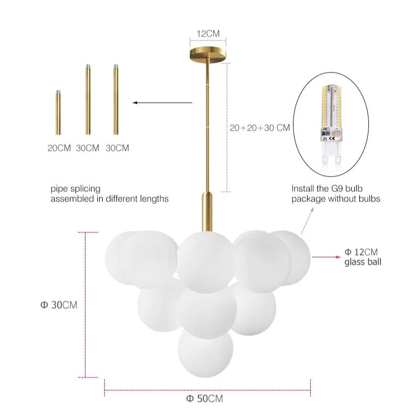 Modern Chandelier Luxury Metal Semi-flush Mount Glass 1-13 Heads Available | Casalola