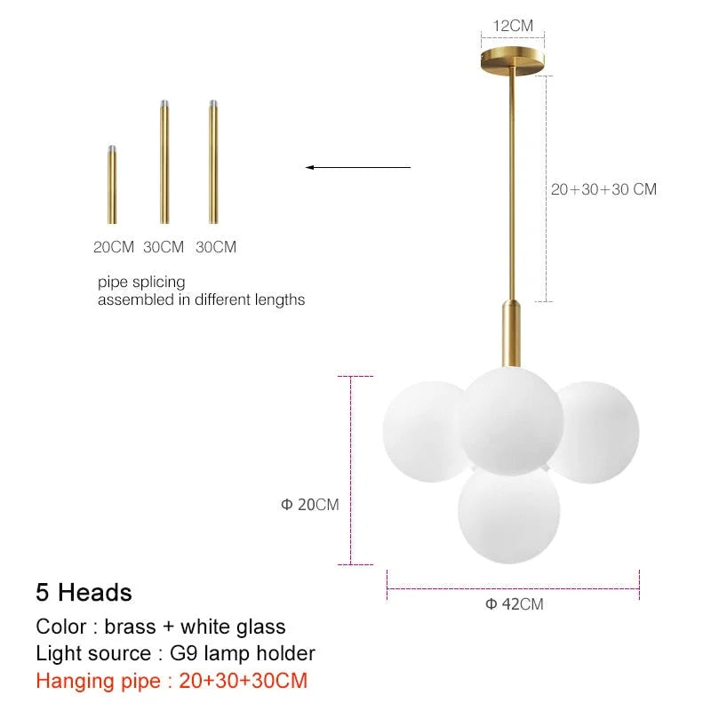 Modern Chandelier Luxury Metal Semi-flush Mount Glass 1-13 Heads Available | Casalola