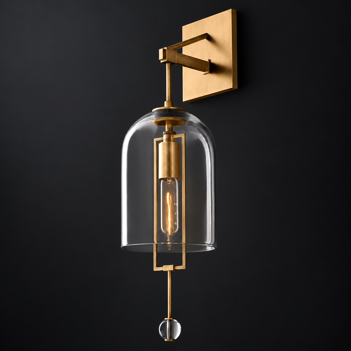Hand-blown Glass Bell Wall Sconce Black or Bronze | Tall Hallway Pair Doorway Light E12/e14 59cm Casalola Lights Luxury
