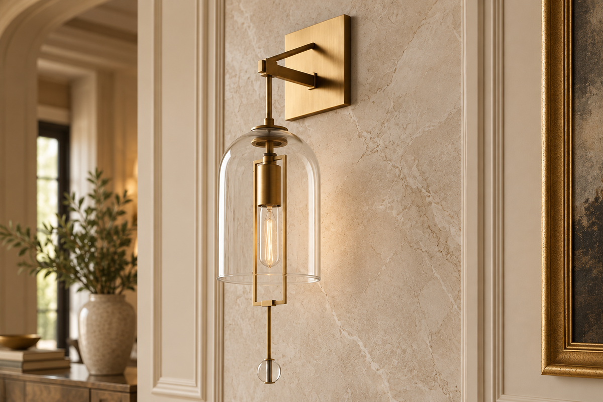 Hand-blown Glass Bell Wall Sconce Black or Bronze | Tall Hallway Pair Doorway Light E12/e14 59cm Casalola Lights Luxury