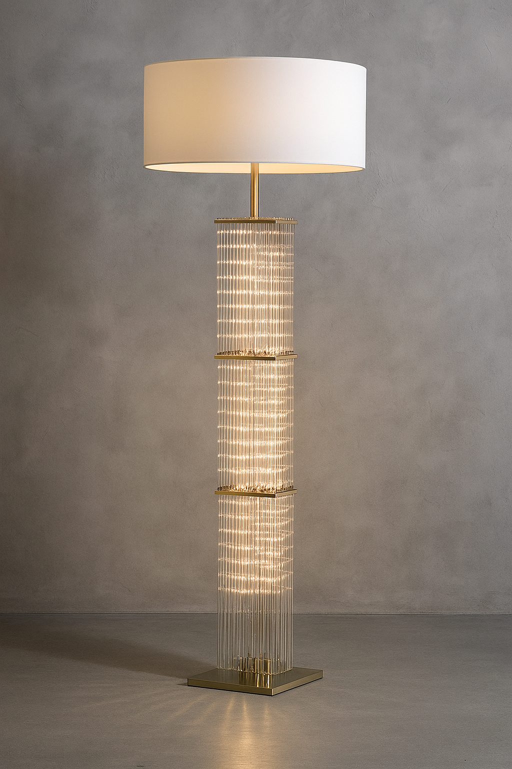 Copper & Glass Cage 3 Light Floor Lamp Fabric Shade | 150cm Tall E26/e27 Industrial Ambient Casalola Lights Luxury