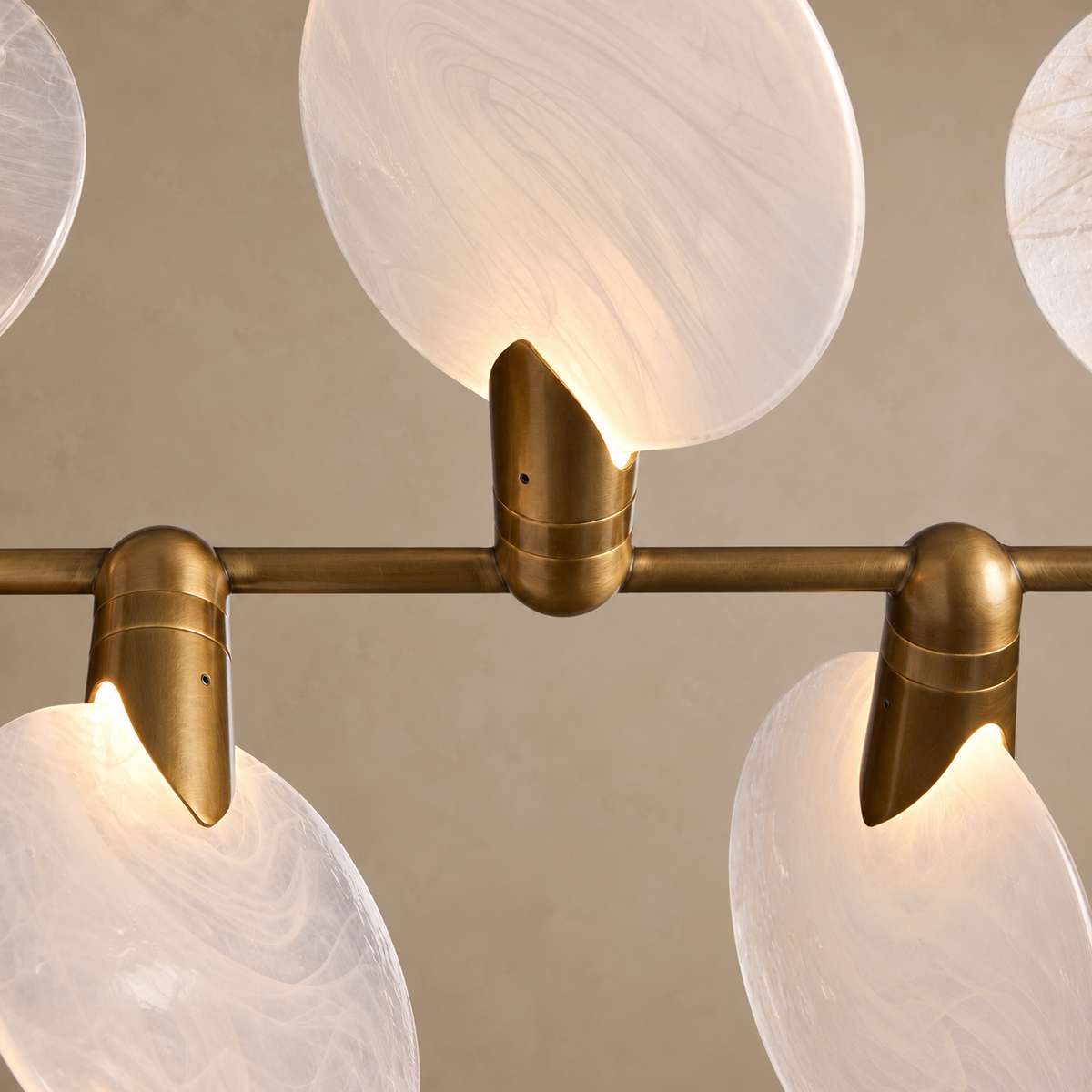 Linear Glass Disc Chandelier for Kitchen Island Brass | Integrated Led Glare Free Dimmable Option Casalola Lights