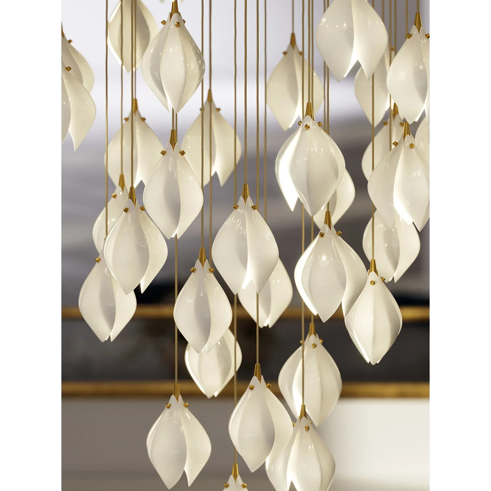 Glass Flower Pendant Light | Gold Cluster Chandelier 1-18 Lights Living Room Dining Stairwell & Bar Casalolalights