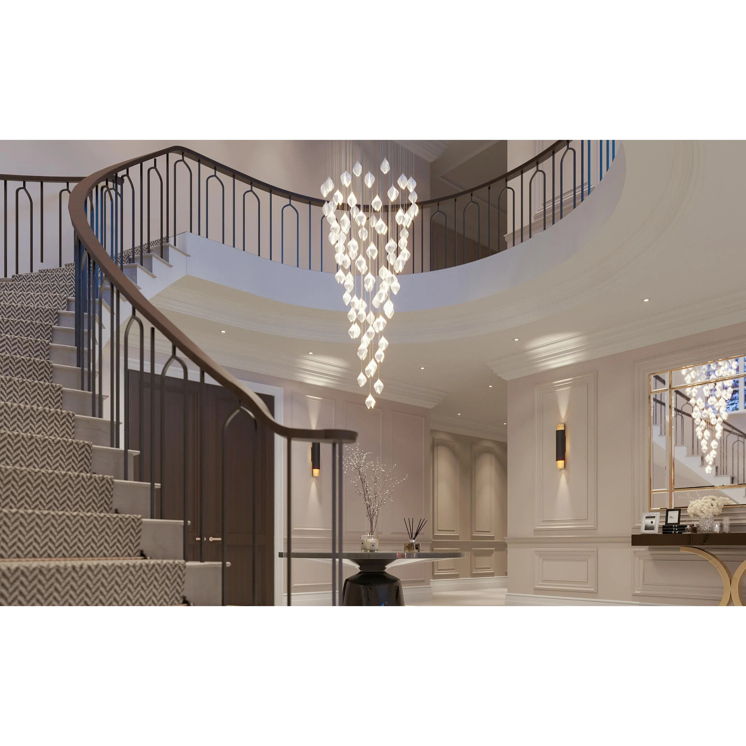 Glass Flower Pendant Light | Gold Cluster Chandelier 1-18 Lights Living Room Dining Stairwell & Bar Casalolalights