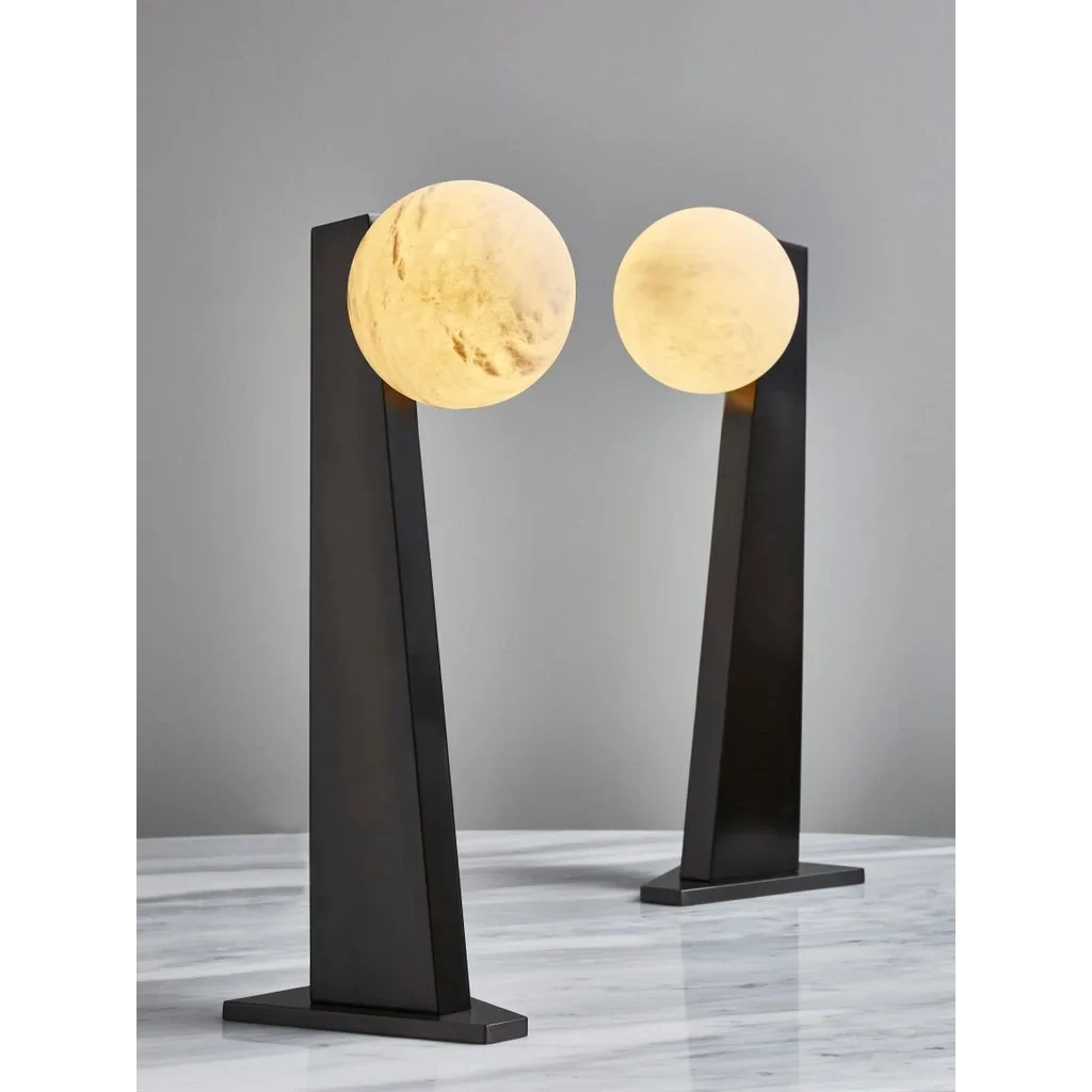 Glass Globe Table Lamp for Living Room and Office | Black Base Modern Minimalist Large Dimmable Option Casalola Lights