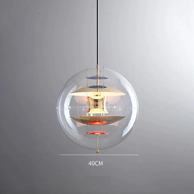 Cluster of globe pendants in a hotel lobby