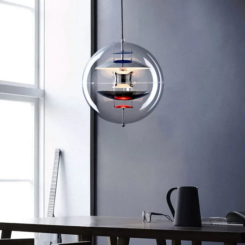 White glass-stone globe pendant light
