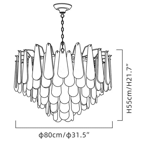 Teardrop chandelier in a foyer