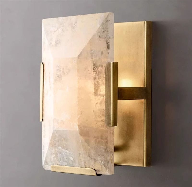 Decorative Wall Sconces - Calcite Lamps for Living Room - Gold Finish