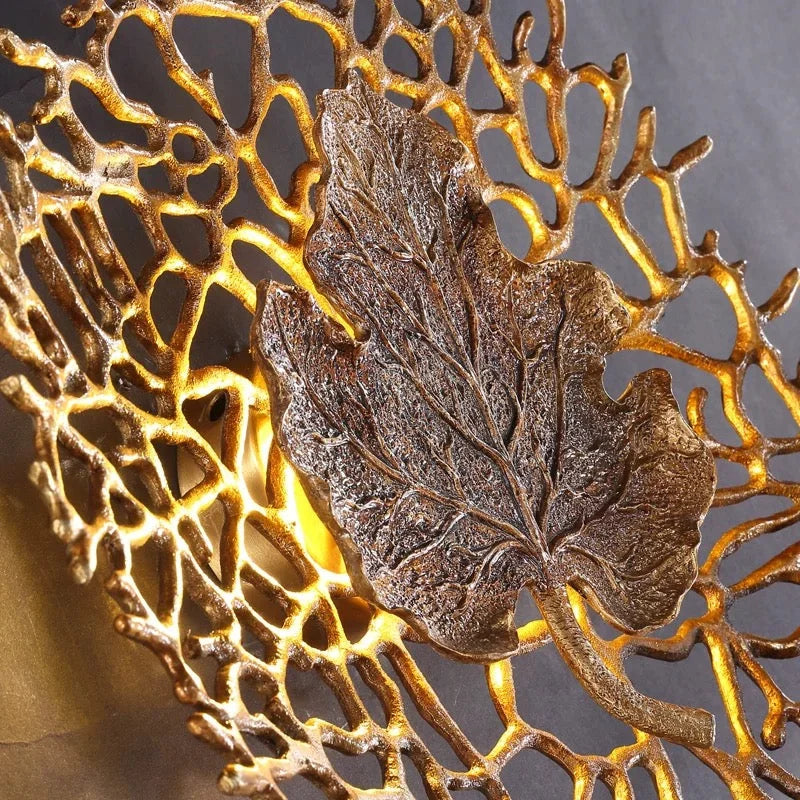 Gold Leaf Wall Sconce | Organic Brass Eclectic Art Deco Dining Room & Entry Casalolalights Luxury Lamps for Interior