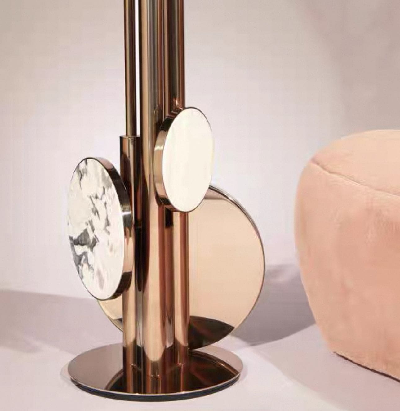 Gold Leaf Floor Lamp | Sculptural Botanical Lighting with Marble - Lamps