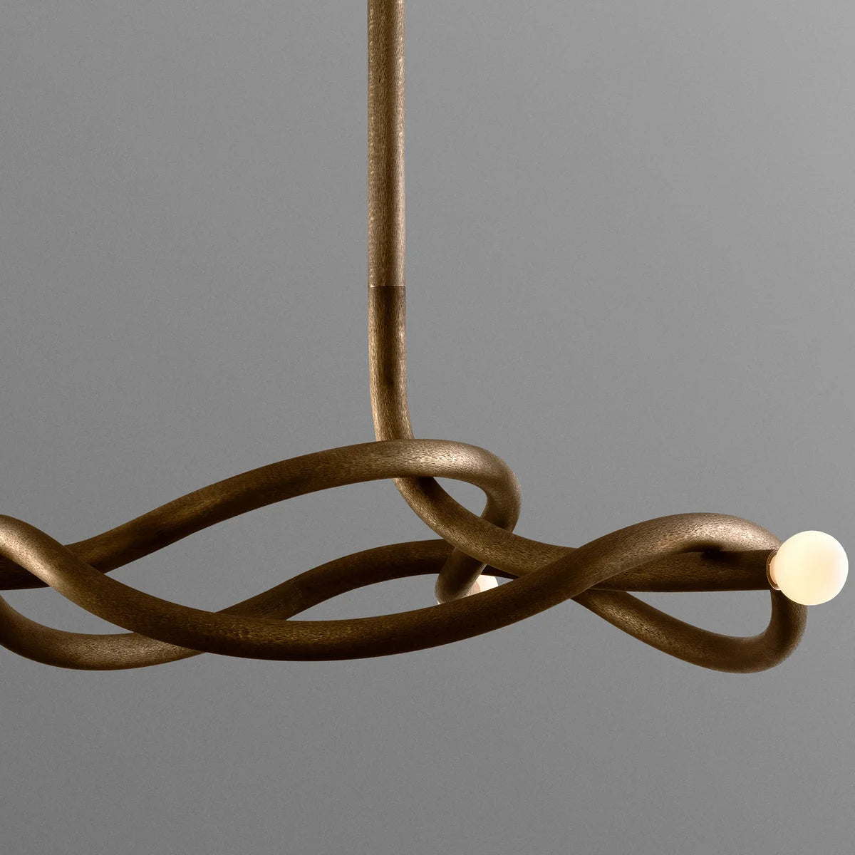 Brass Mid Century Chandelier | Sculptural 4 Light Pendant with Opal Globes | Statement Fixture for Dining or Lounge