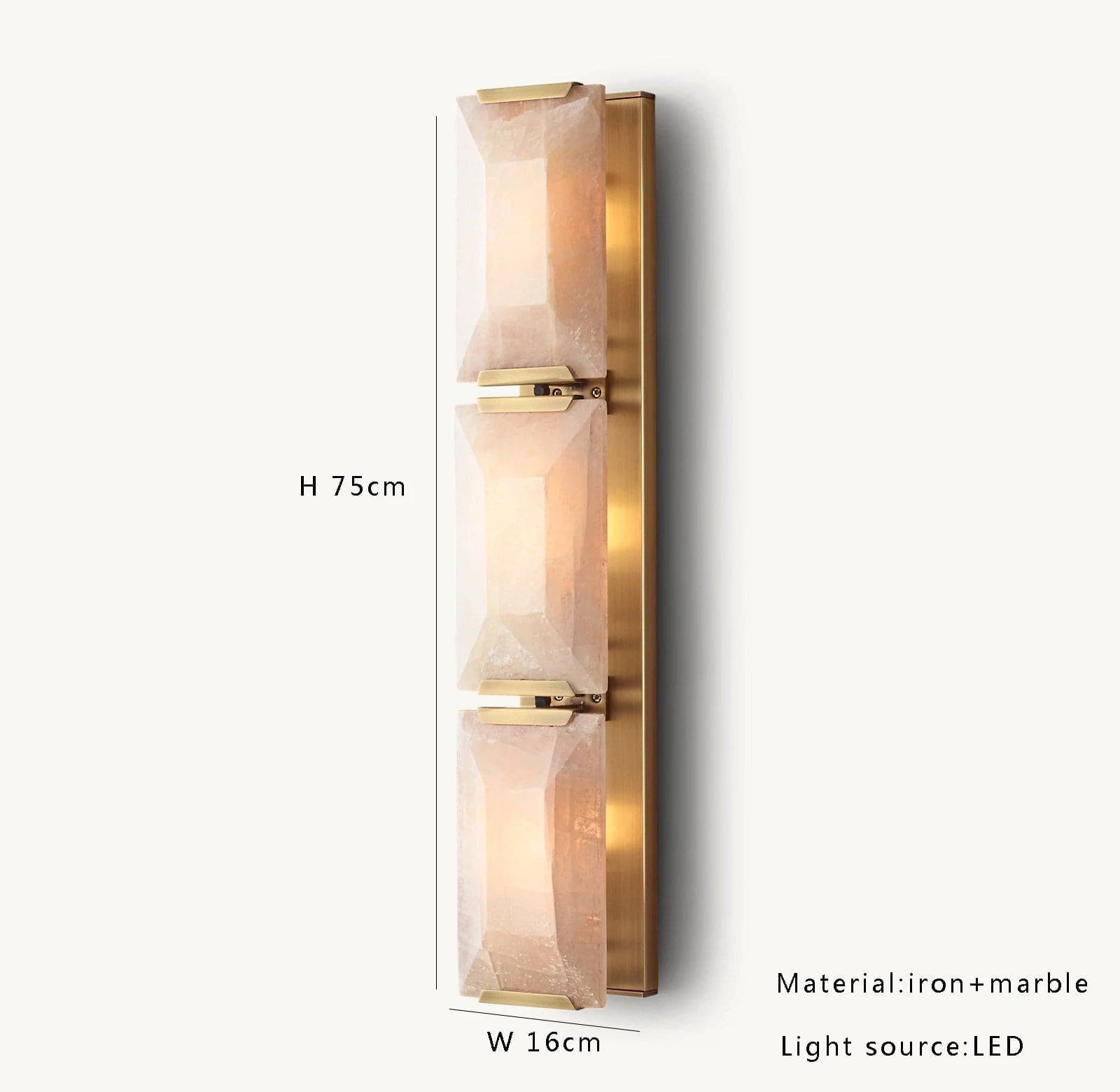 Luxury Gold & Calcite Wall Sconce – Triple Light Art Deco Fixture for Elegant Interiors - Sconces
