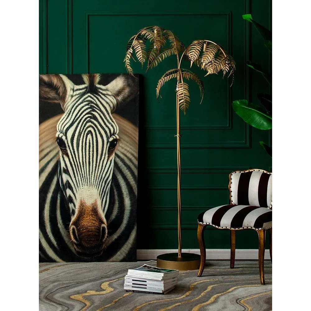 Gold Palm Tree Floor Lamp Stainless Steel | 186cm Tall Weighted Base Integrated Led Entryway Sculpture Casalola Lights