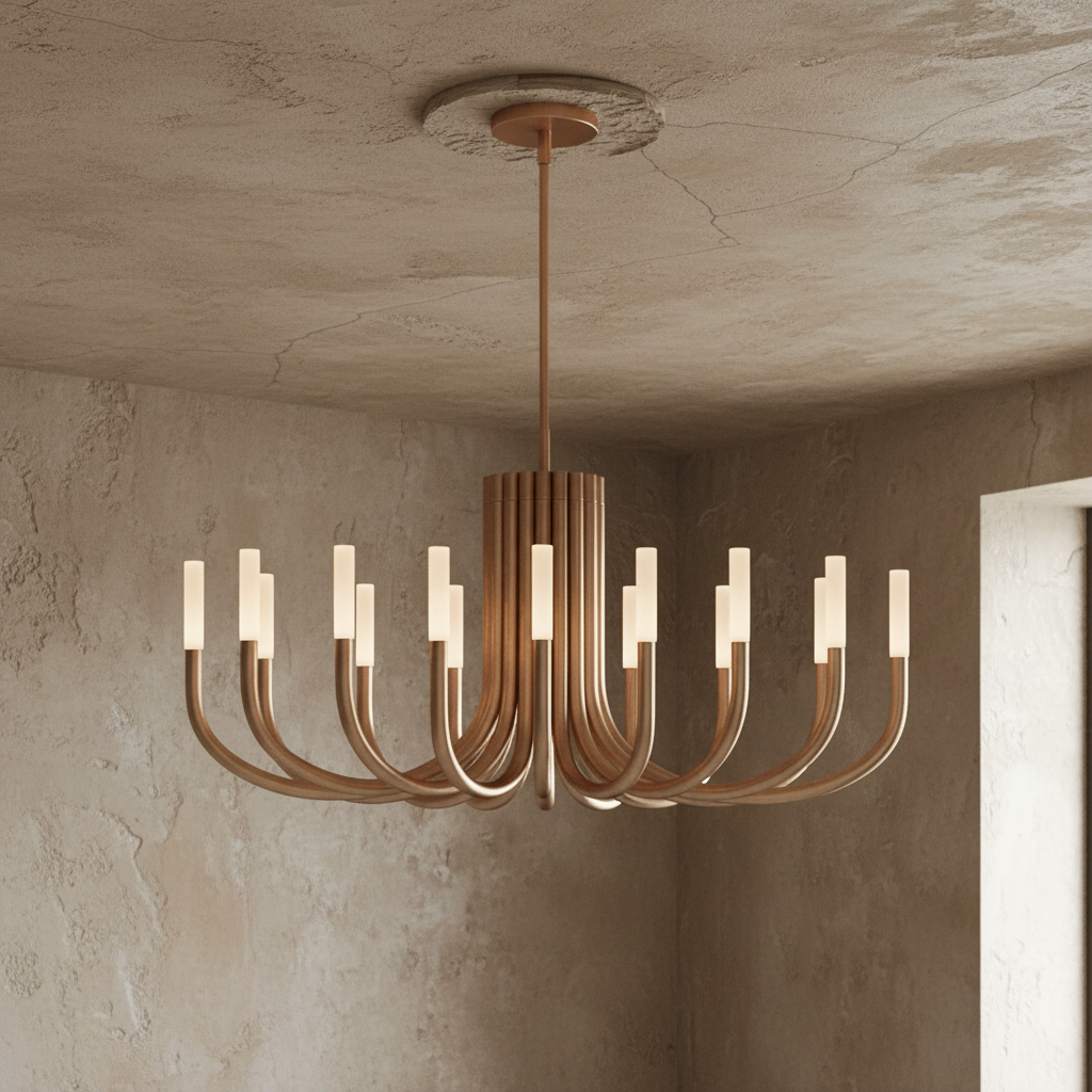 Copper 16-light Chandelier – Large Modern Curved Arm Pendant Casalolalights Luxury Lamps for Interior Designers