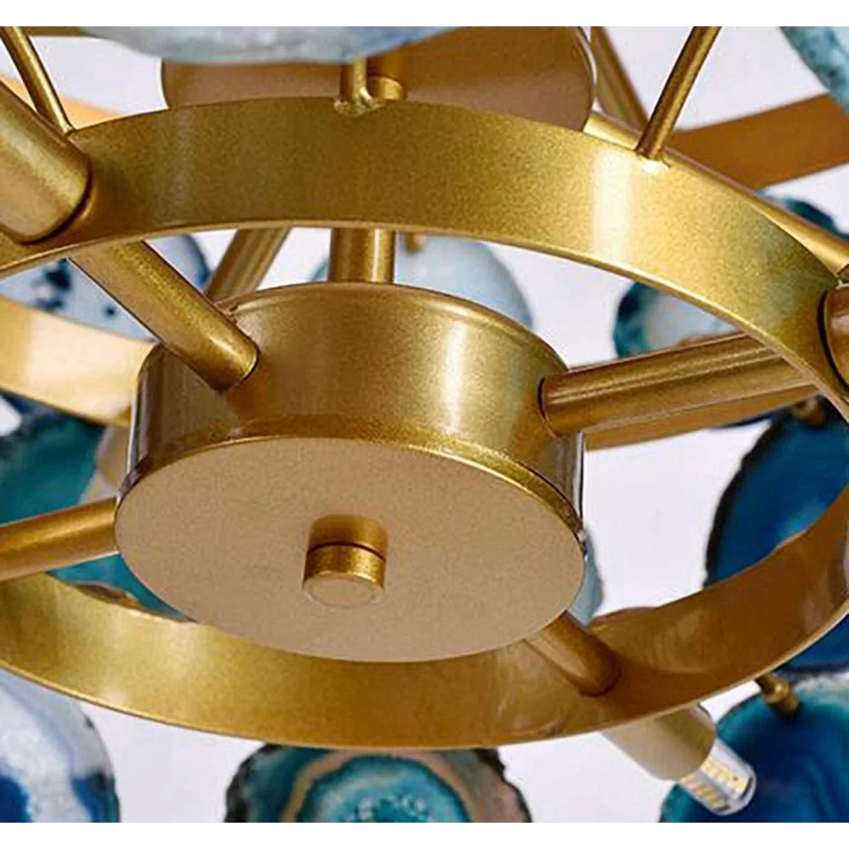 Genuine Green Agate Chandelier Brass | Semi Flush where a Cannot Hang 15 or 18 Light Casalola Lights Luxury Lamps