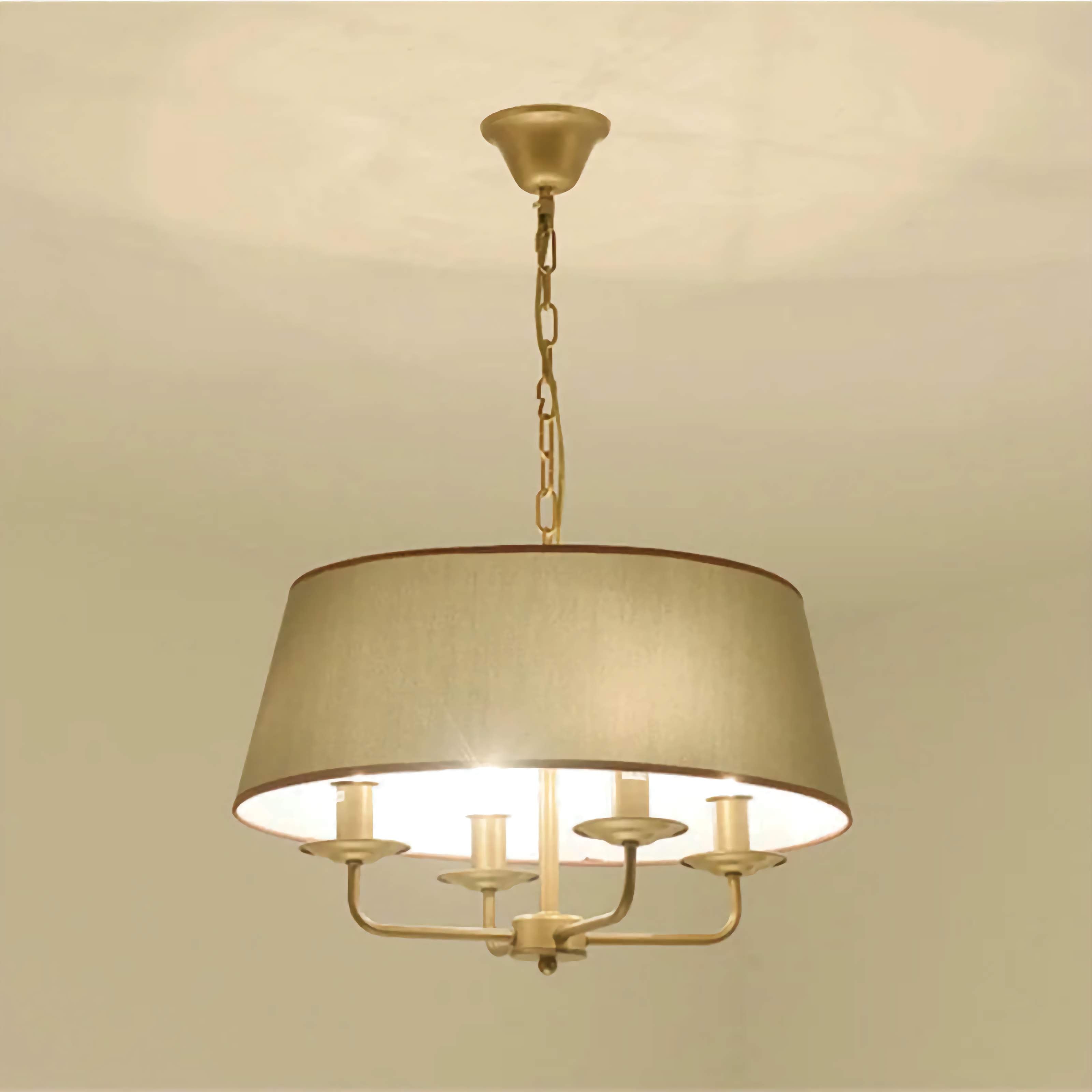 Green Drum Chandelier 50cm | Wrought-iron Vintage Fabric Semi-flush with Remote Living & Dining Room Casalolalights