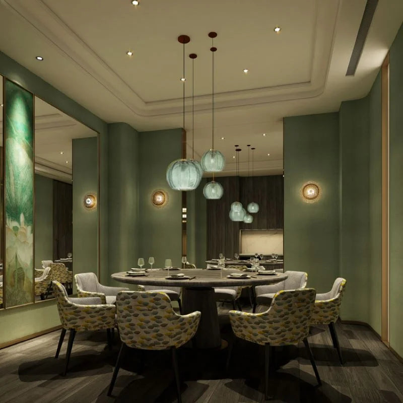 Green Glass Globe Pendant Light | Hand-blown Emerald with Brass Kitchen Island & Dining Room Casalolalights Luxury