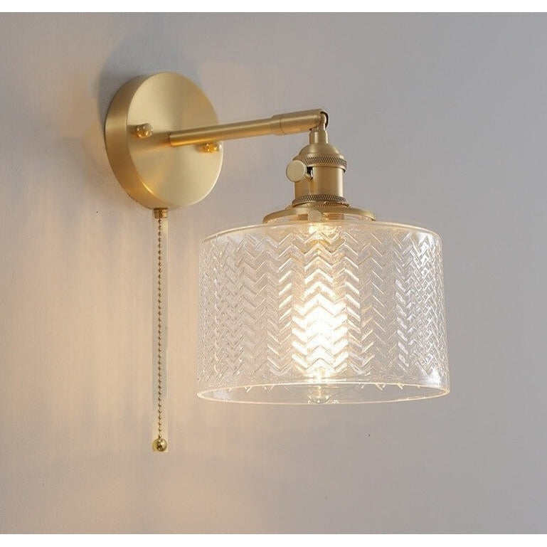 Green Glass Antique Wall Sconces with Pull Chain | Lamp for Bedroom Living Room