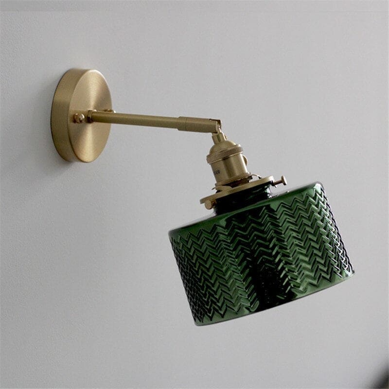 Green Glass Antique Wall Sconces with Pull Chain | Lamp for Bedroom Living Room