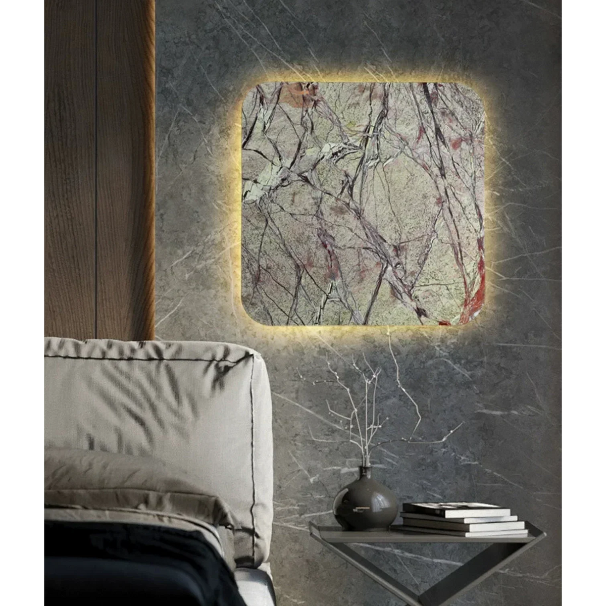 Genuine Green Marble Wall Sconce | 60cm Square Feature Light Living Room Ip65 Option 2700k Led Casalola Lights Luxury