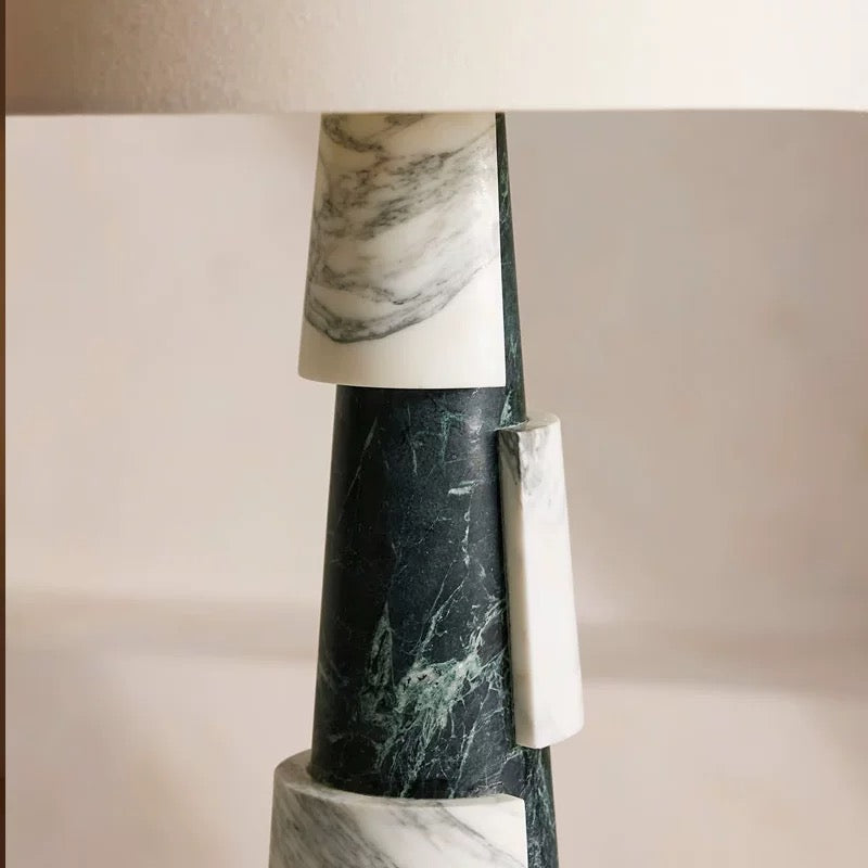 Green Marble Table Lamp for Console and Living Room | Tiered Stone Linen Shade 57 Cm Casalola Lights Luxury Lamps