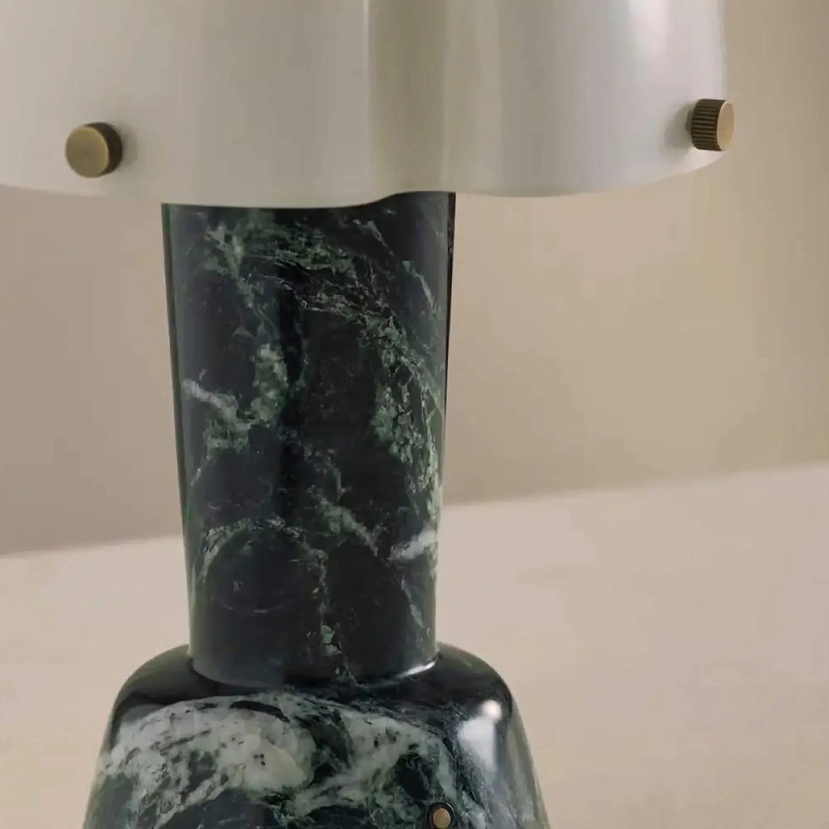 Small Green Marble Table Lamp for Bedroom and Nightstand | Scalloped Glass Dome Brass Dimmable Option Casalola Lights