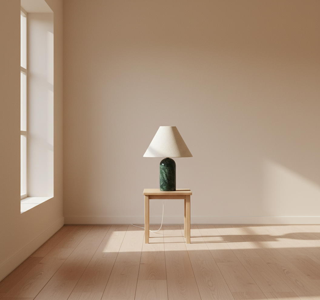 Green Marble Table Lamp for Bedside and Console | Linen Shade Japandi 39 Cm Casalola Lights Luxury Lamps Interior