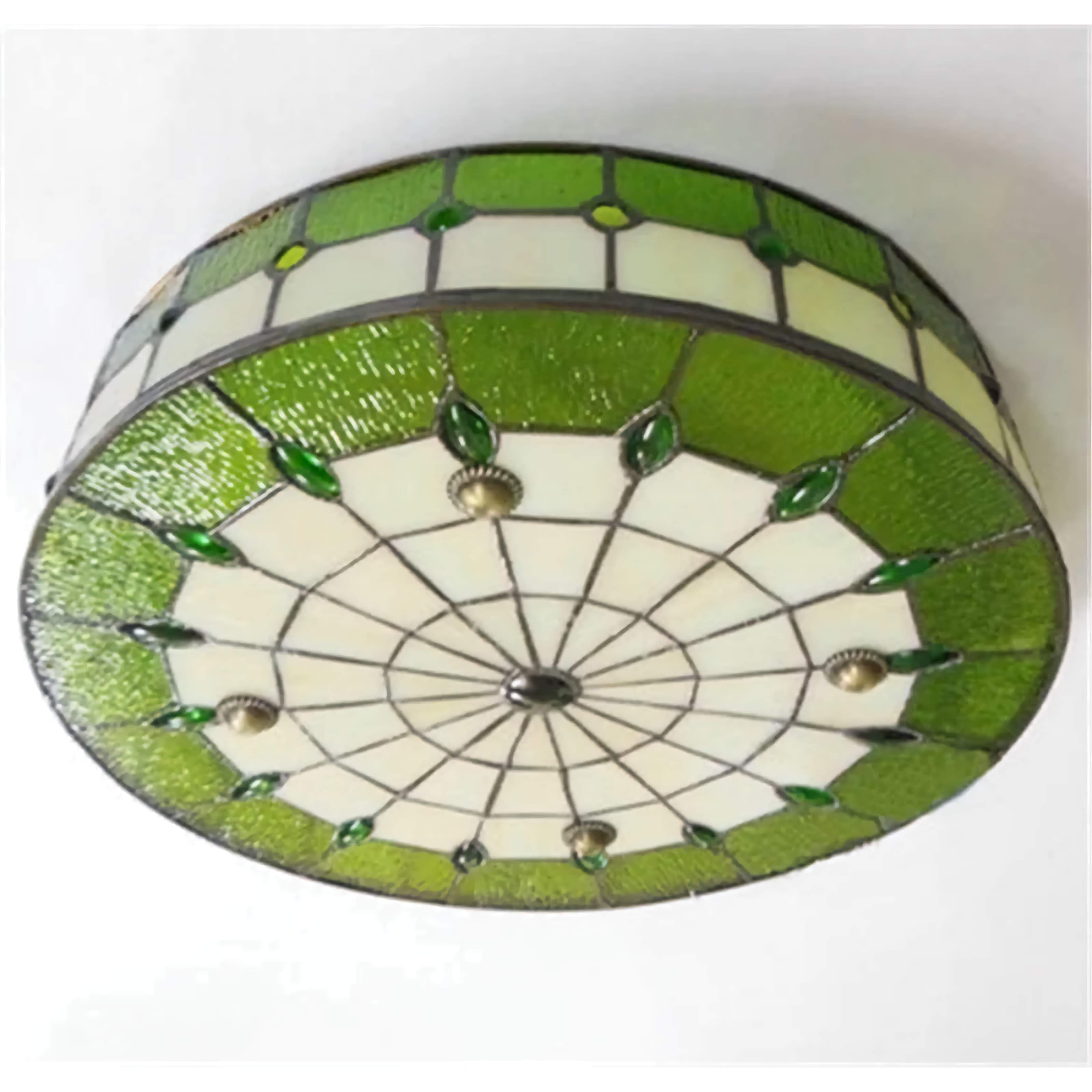 Green Tiffany Ceiling Lamp 30-50cm | Stained-glass Art Nouveau Flush Mount Living Dining & Bedroom Casalolalights