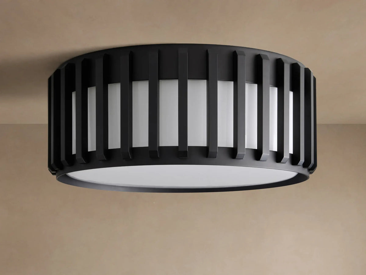 Griglia Nera black stainless-steel and glass flush mount ceiling light, unlit