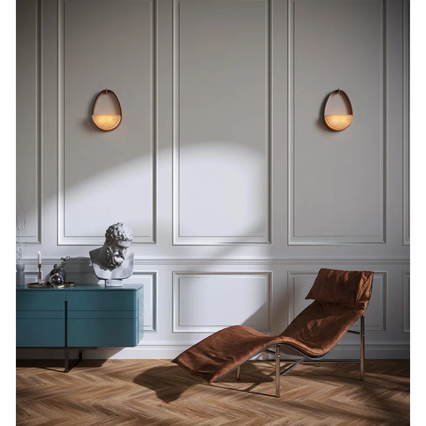 Alabaster Half-moon Wall Light with Bronze Frame – Modern Sconce Casalolalights Luxury Lamps for Interior Designers