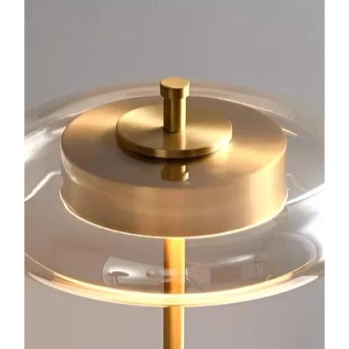 Glass Table Lamp for Bedroom and Office Desk | Small Modern Halo Disc Iron Wood Dimmable Option Casalola Lights Luxury