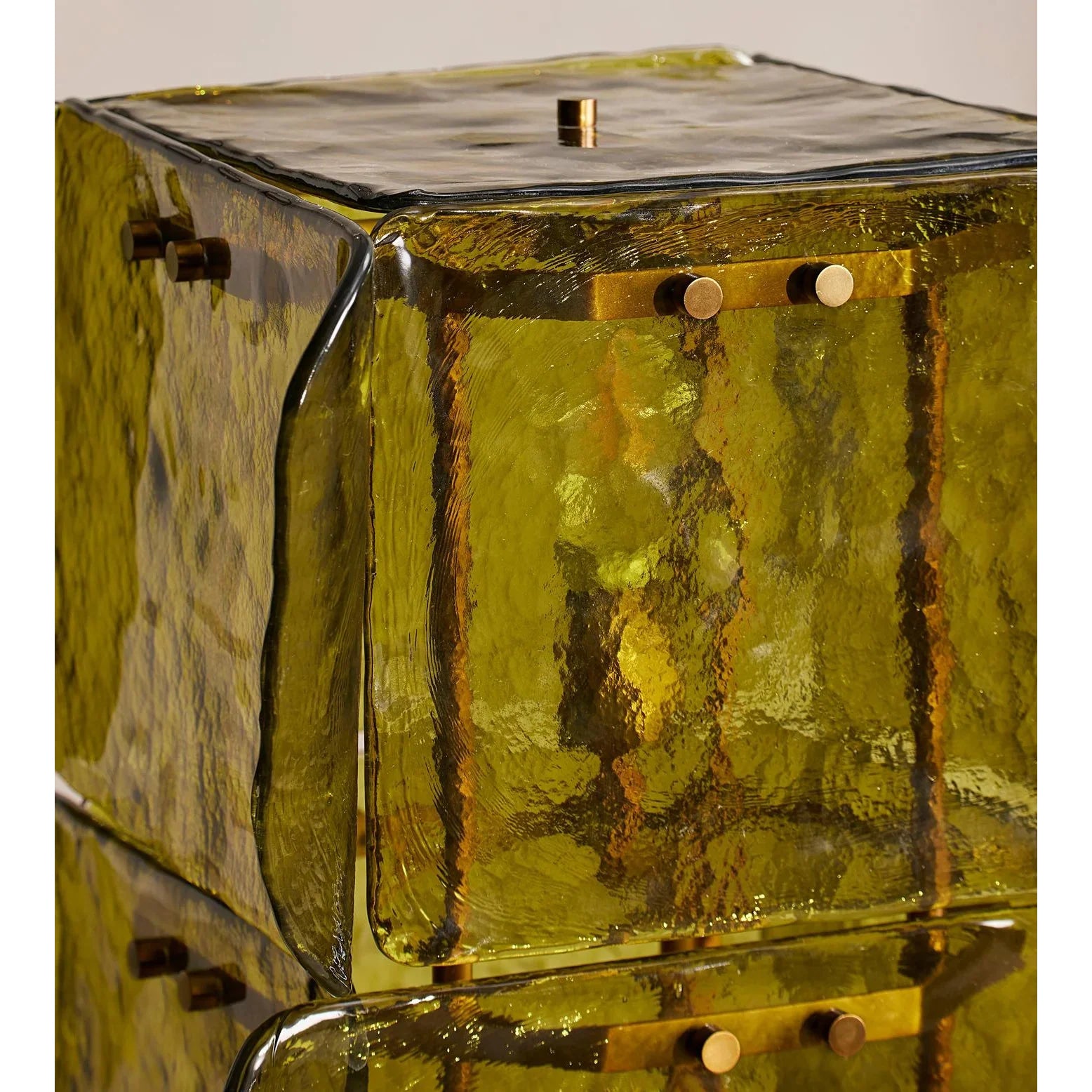 Living Room Hand Blown Olive Glass Totem Floor Lamp – Mid Century Modern Statement Lighting Warm Diffused Glow