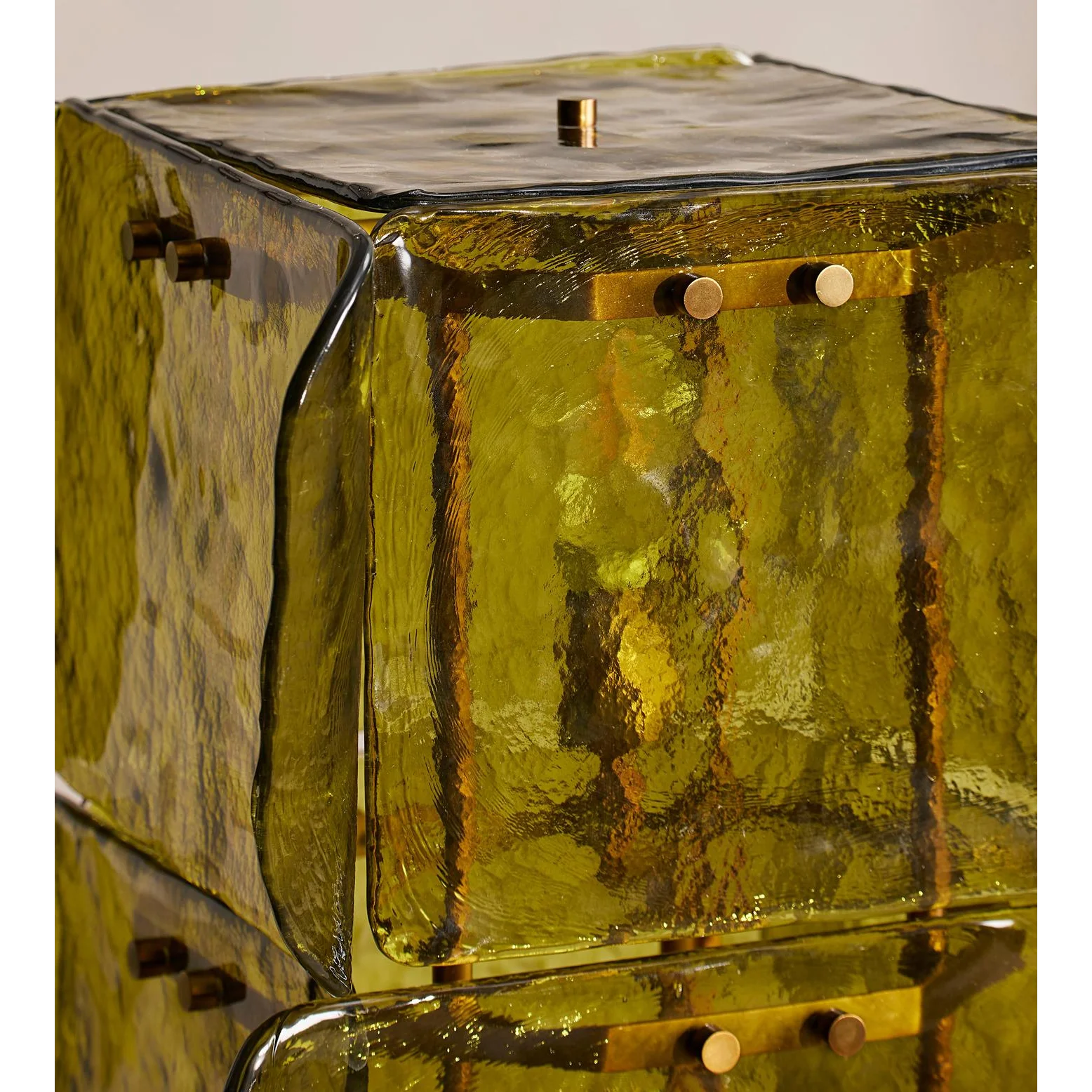 Living Room Hand Blown Olive Glass Totem Floor Lamp – Mid Century Modern Statement Lighting Warm Diffused Glow