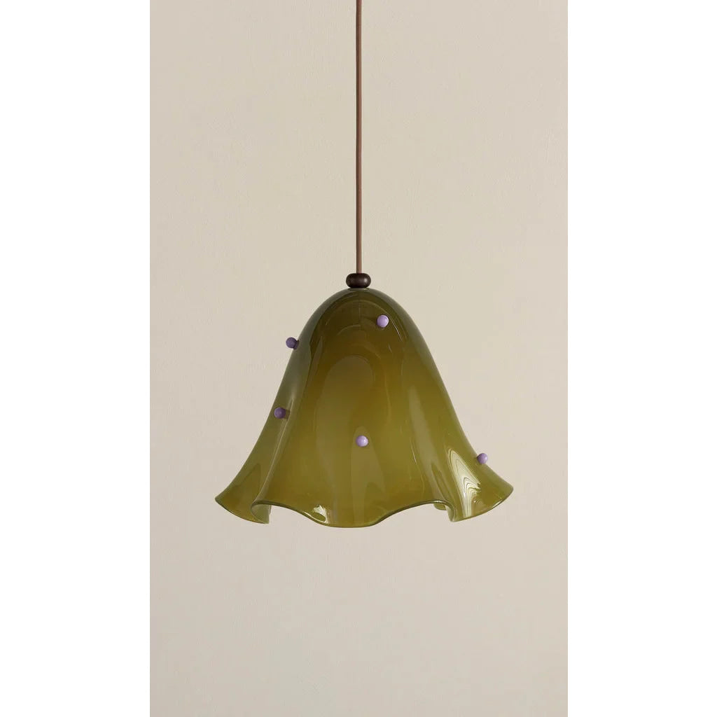 Hand Blown Amber Glass Pendant | Sculptural Botanical Accent Light