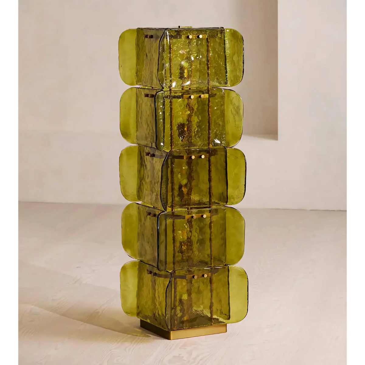 Green Glass Tower Floor Lamp | Hand-blown Stacked-glass 140cm Mid-century Living Room Casalolalights Luxury Lamps