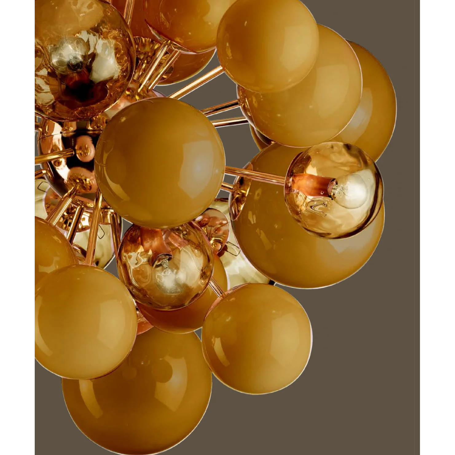 Hand Blown Amber Bubble Cluster Chandelier | Modern Dimmable Statement Lighting