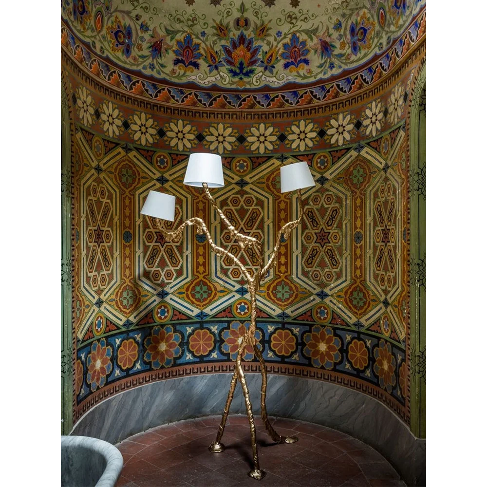 Living Room Branching Bronze Sculptural Floor Lamp – Hand Cast Organic Modern Statement Lighting with Triple Warm Glow