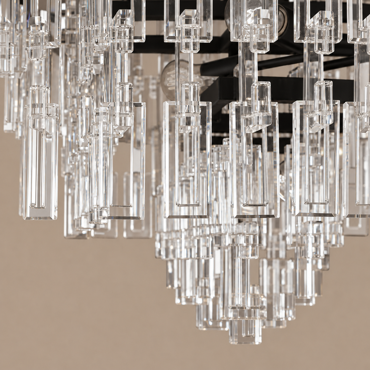 Hand Cut Crystal Tiered Chandelier Black | Three Diameters to Extra Large Custom Rod for High Ceiling Casalola Lights