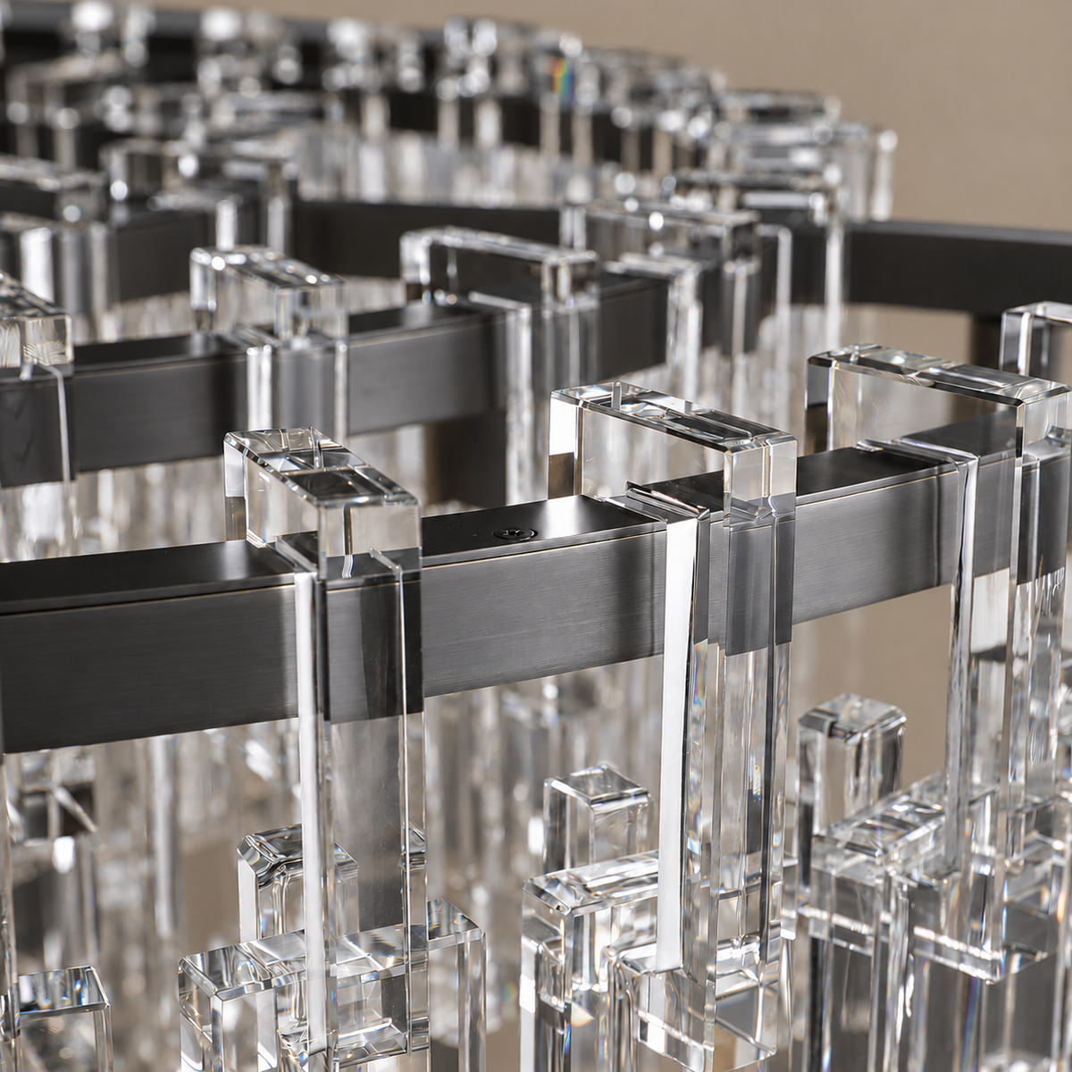 Hand Cut Crystal Tiered Chandelier Black | Three Diameters to Extra Large Custom Rod for High Ceiling Casalola Lights