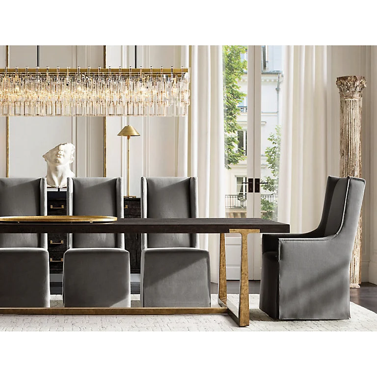 Hand Cut Crystal Rectangular Chandelier | Gold Dimmable Living Fixture