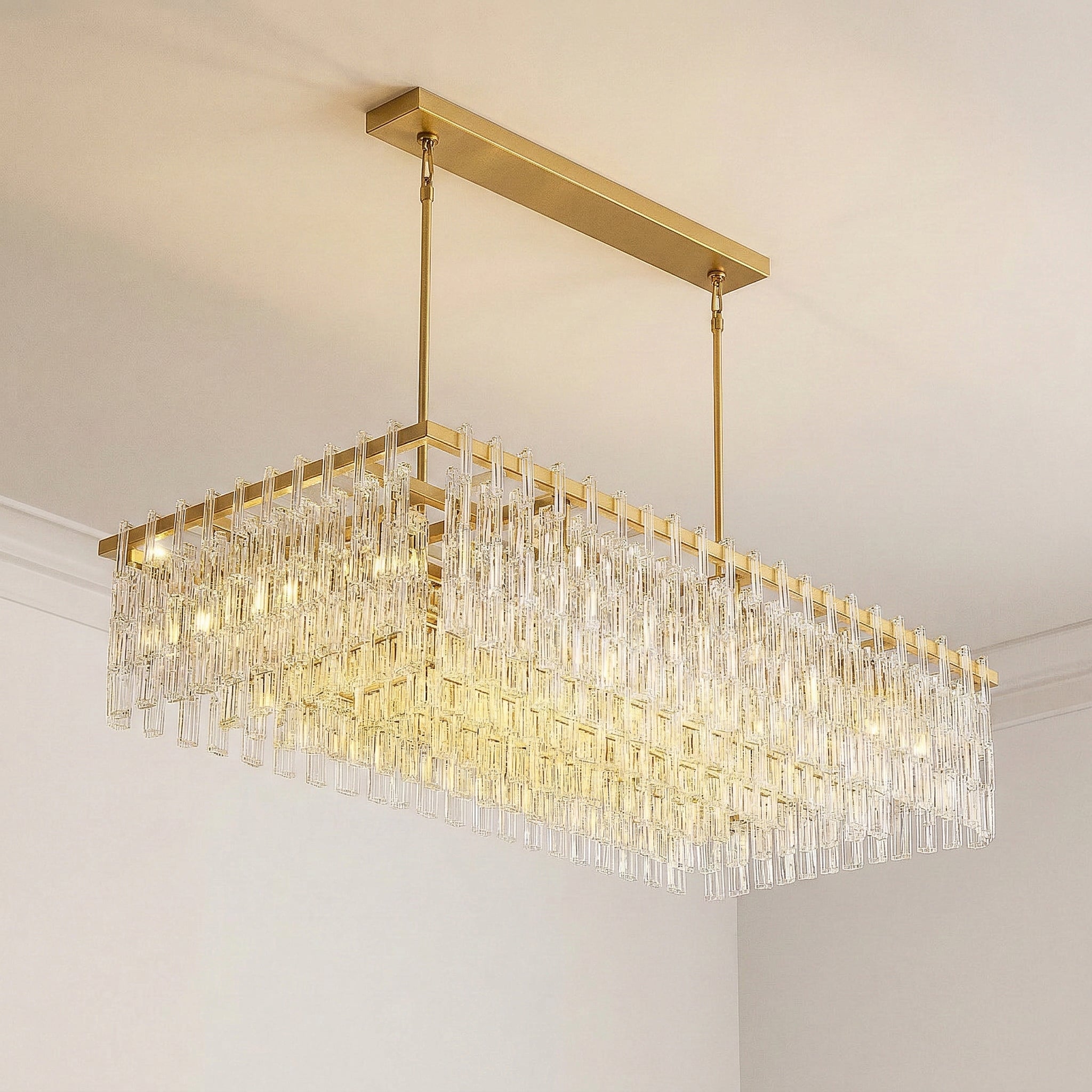Rectangular Crystal Chandelier – Luxury Copper Led Dining Room Light Casalolalights Luxury Lamps for Interior Designers
